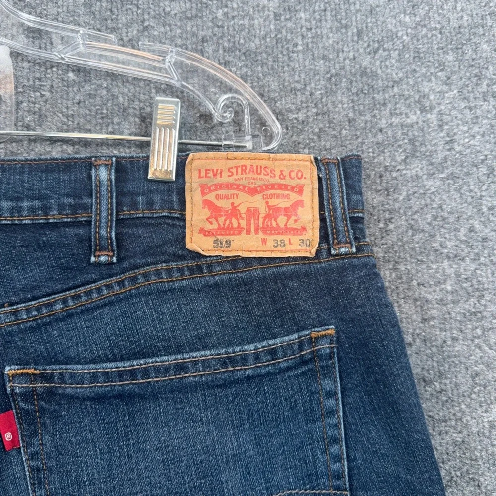 Levis 559 Jeans Men 38X28 Blue Relaxed Straight Leg Denim Casual Classic